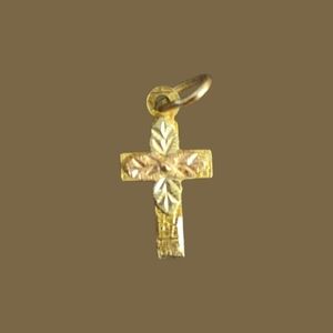 Gold and Silver Leaf Cross Pendant Necklace